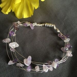 Handmade Wire wrapped bracelet amethyst rose quartz stones